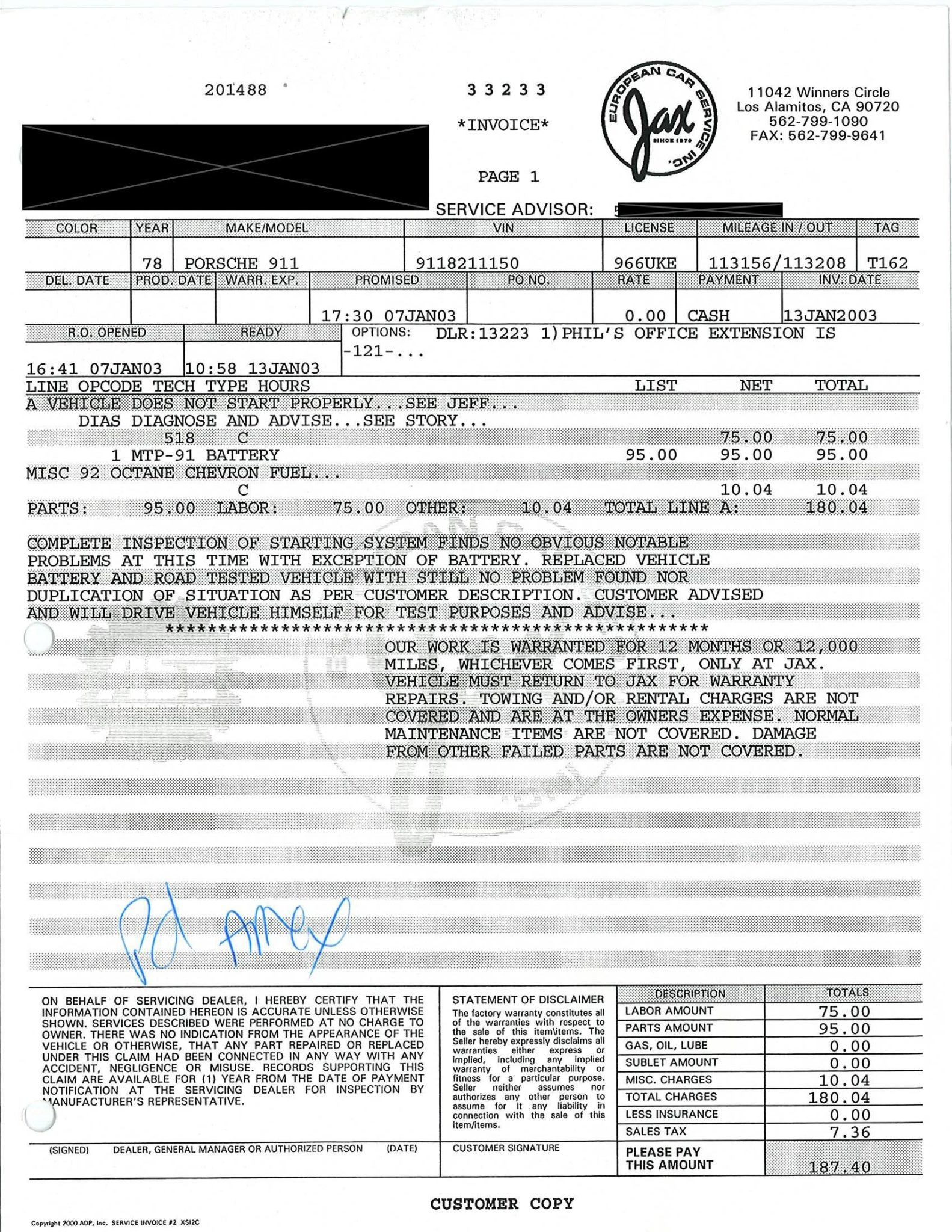 Service record