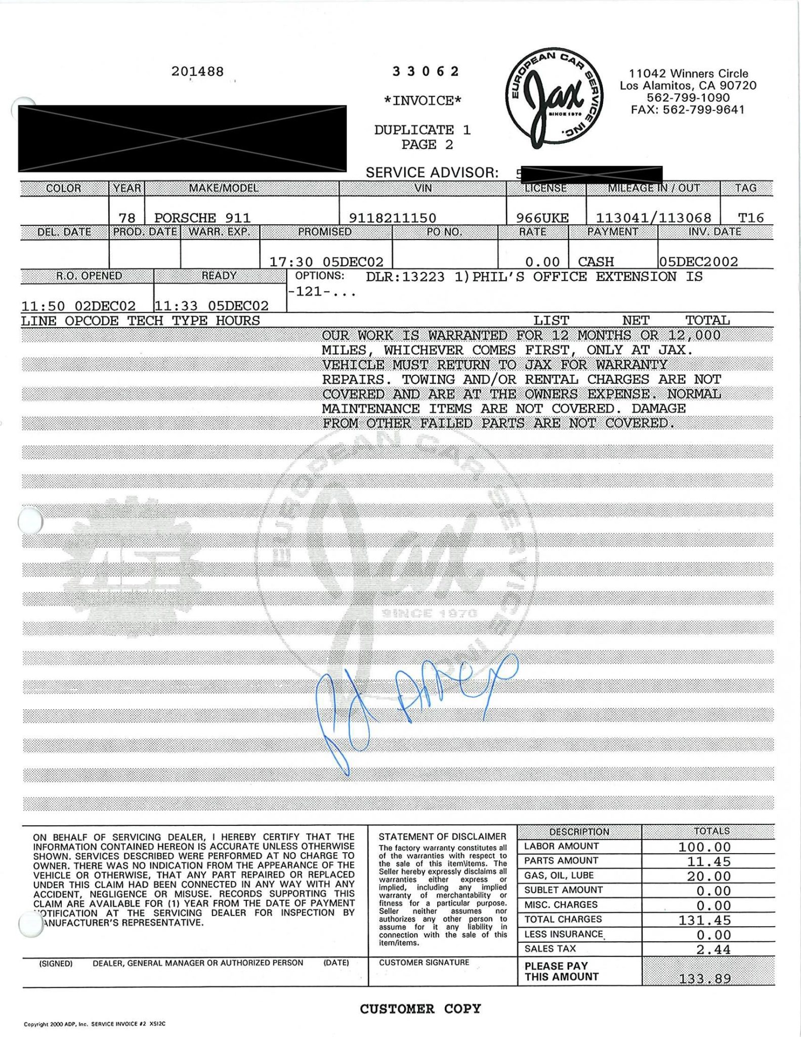 Service record