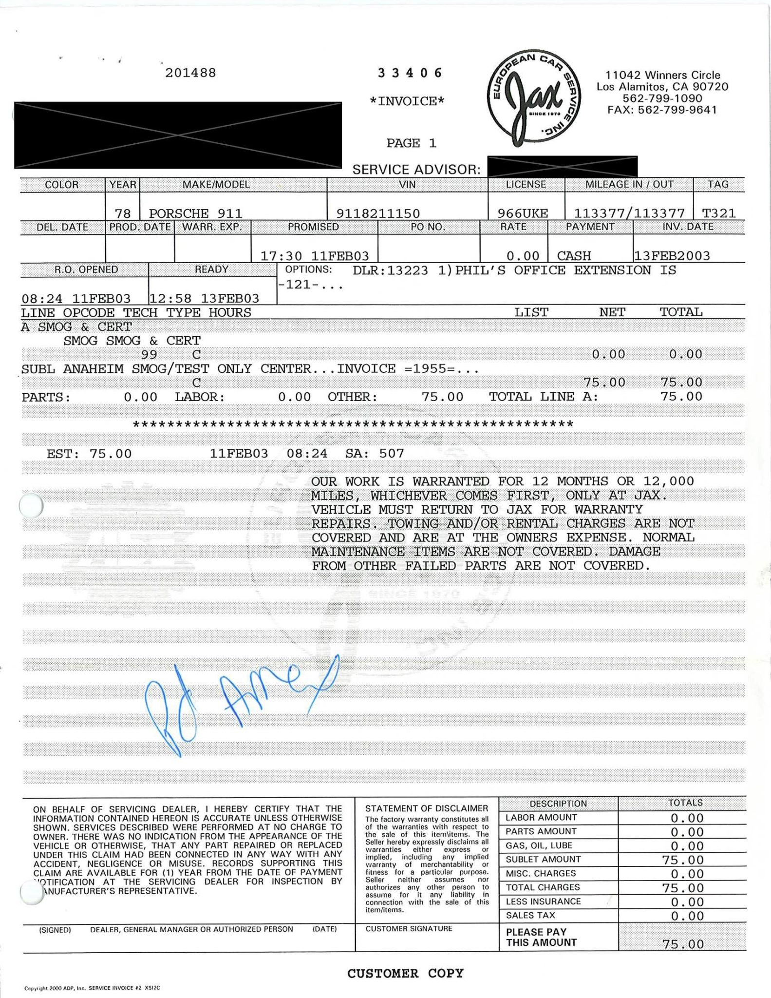 Service record