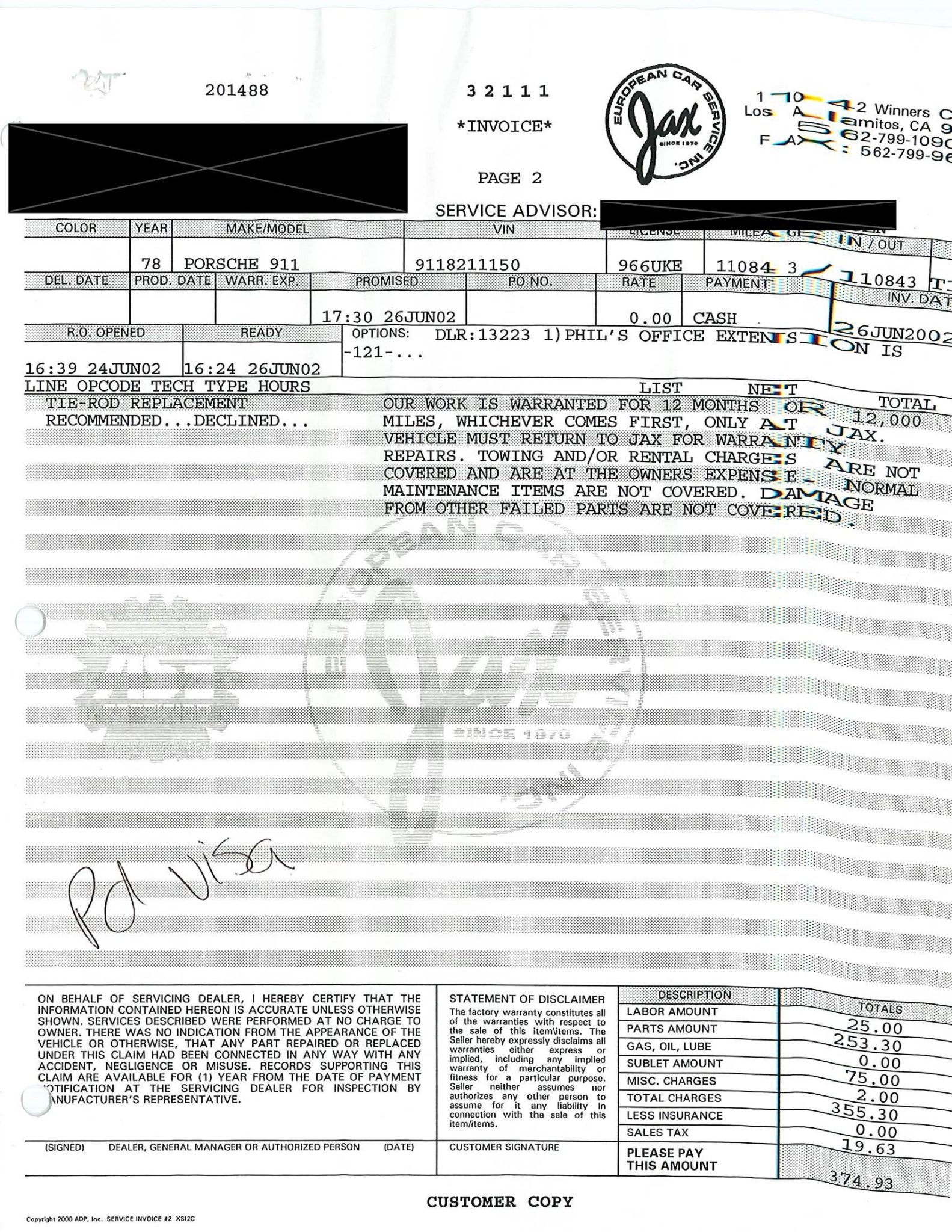 Service record