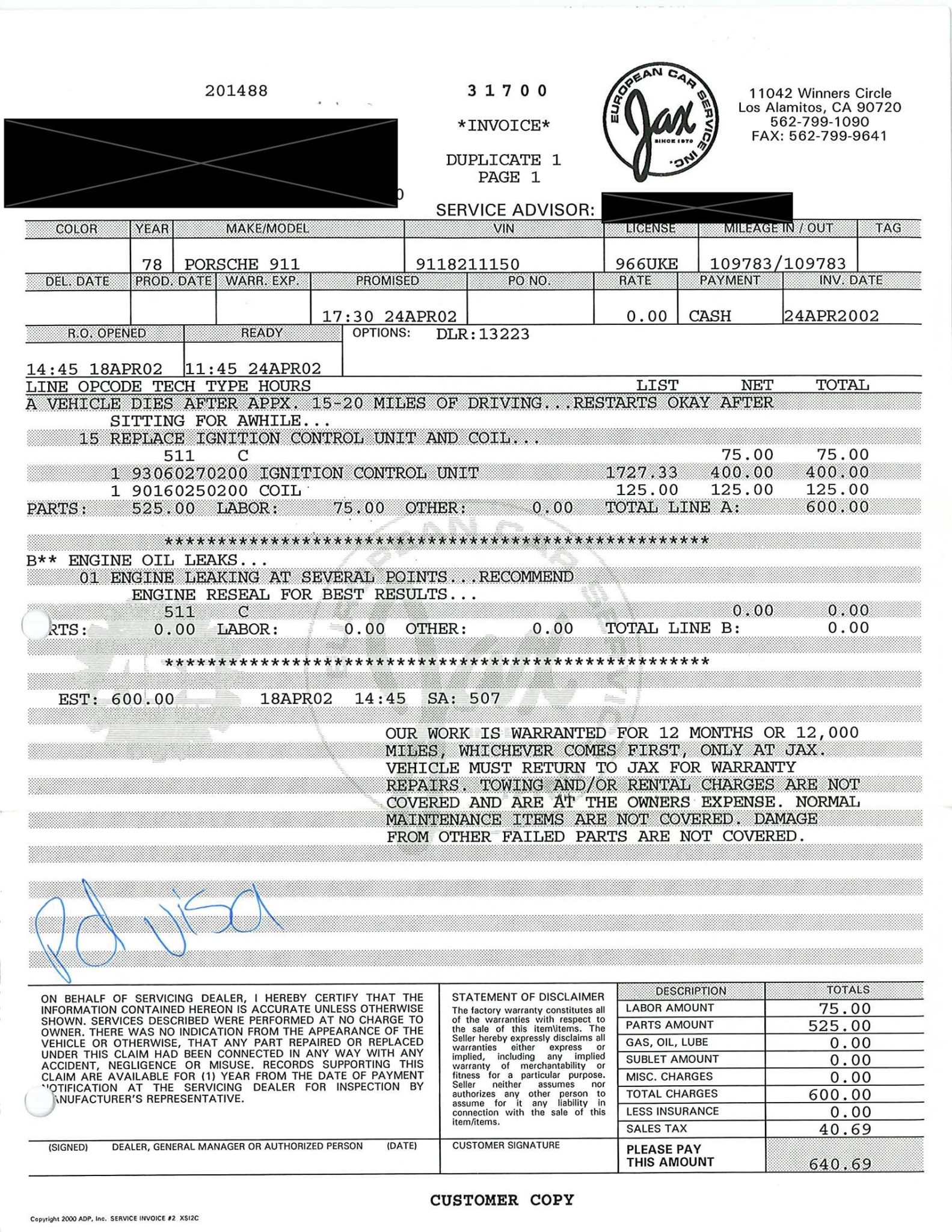 Service record