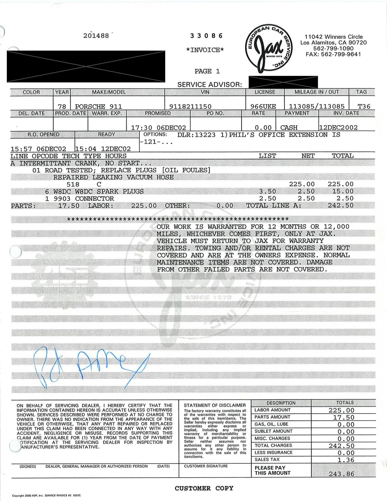 Service record