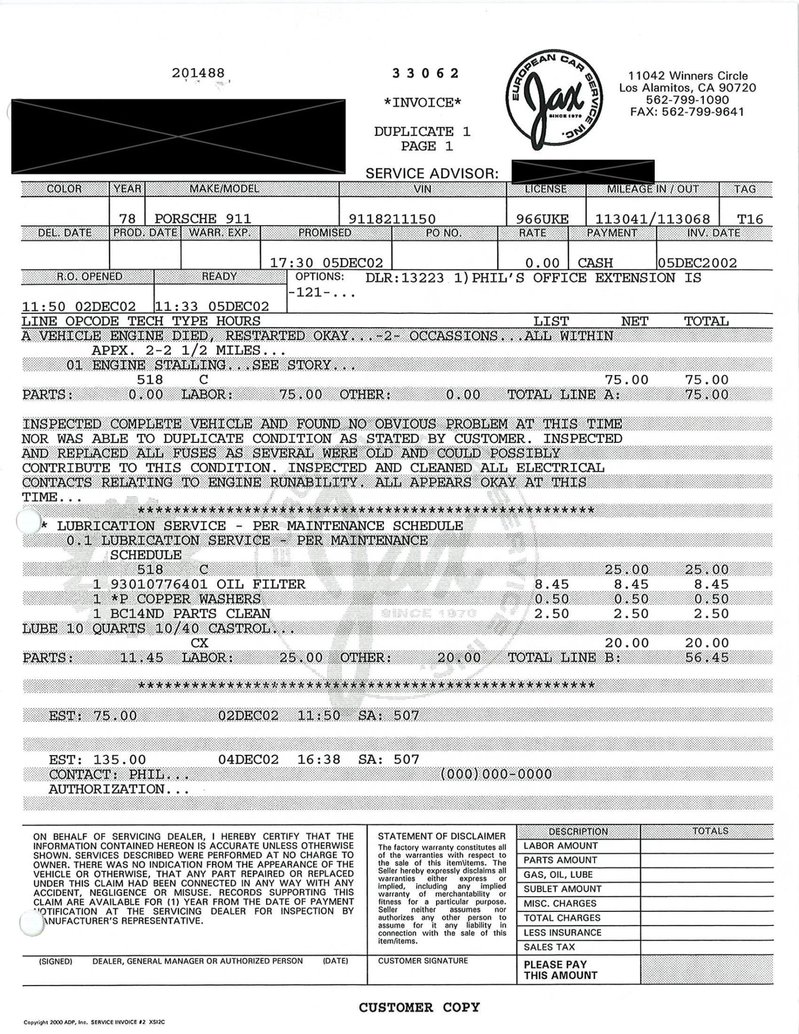 Service record