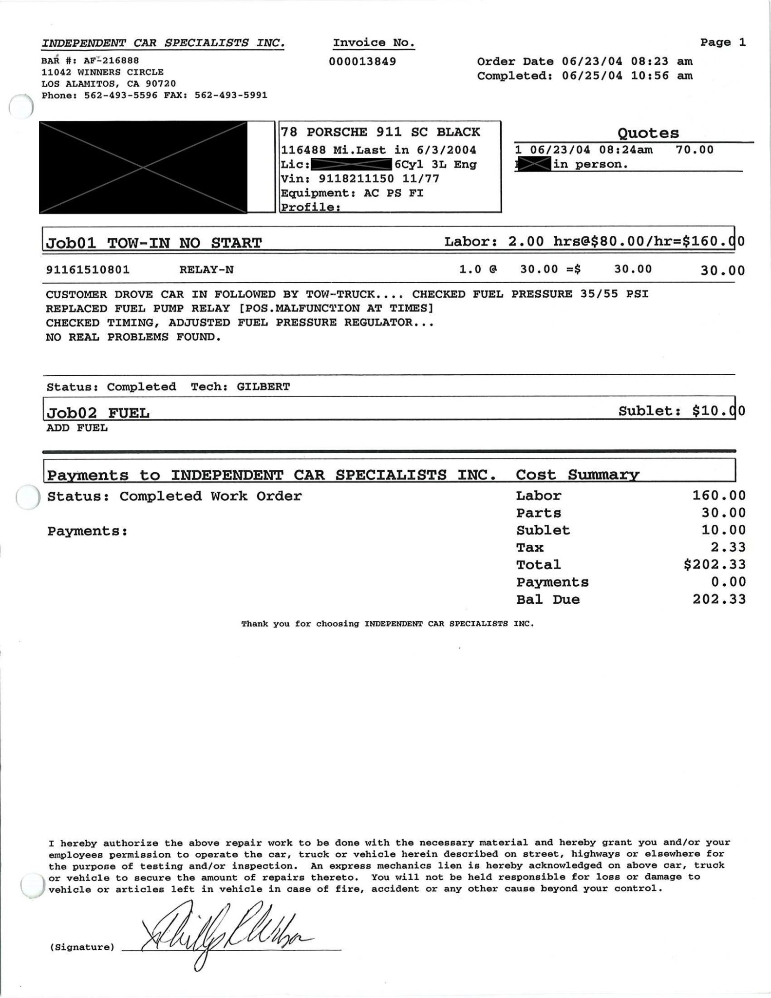Service record