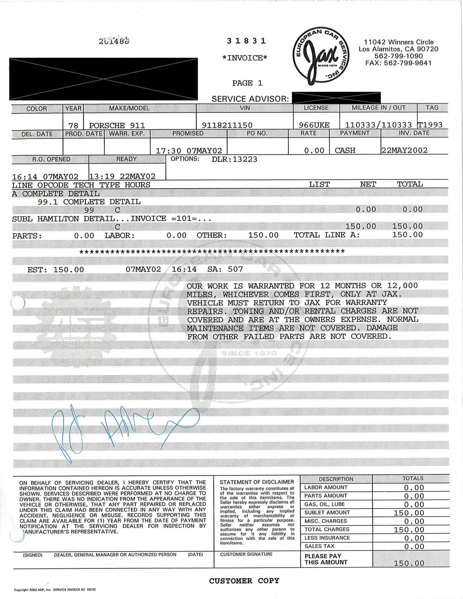 Service record