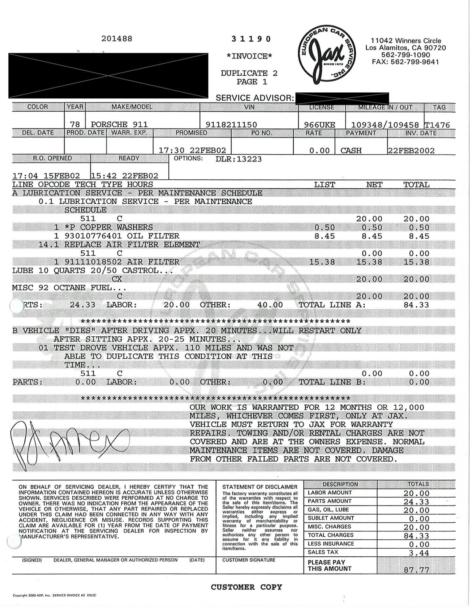 Service record