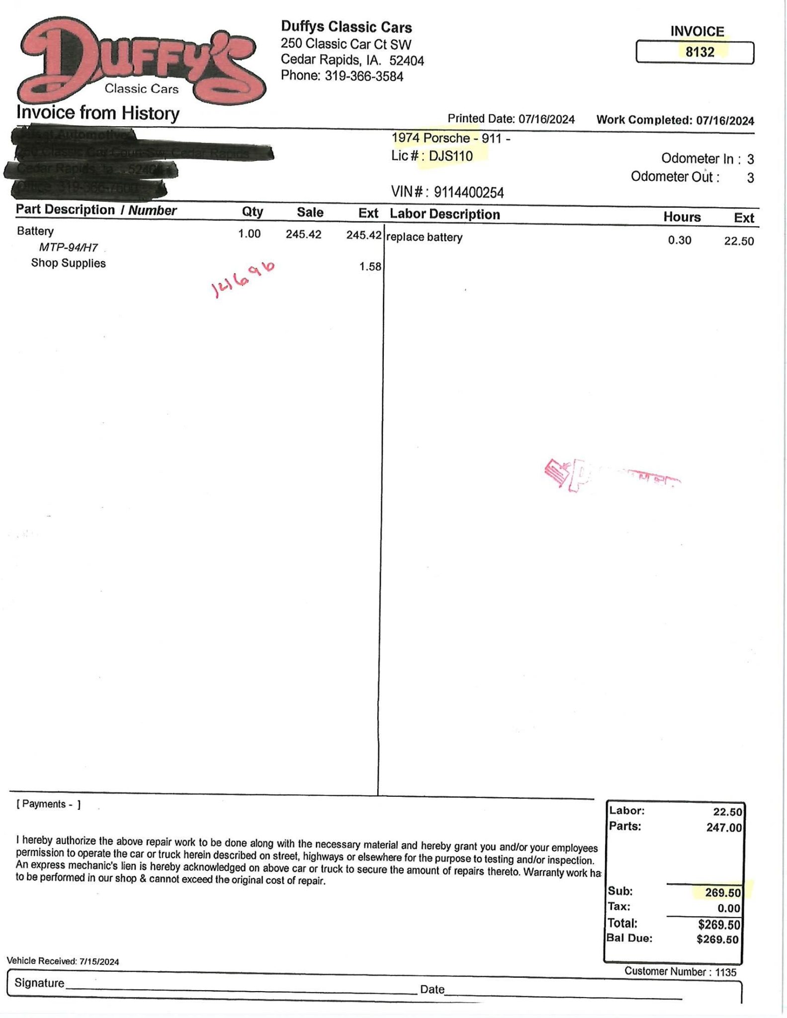 Service record