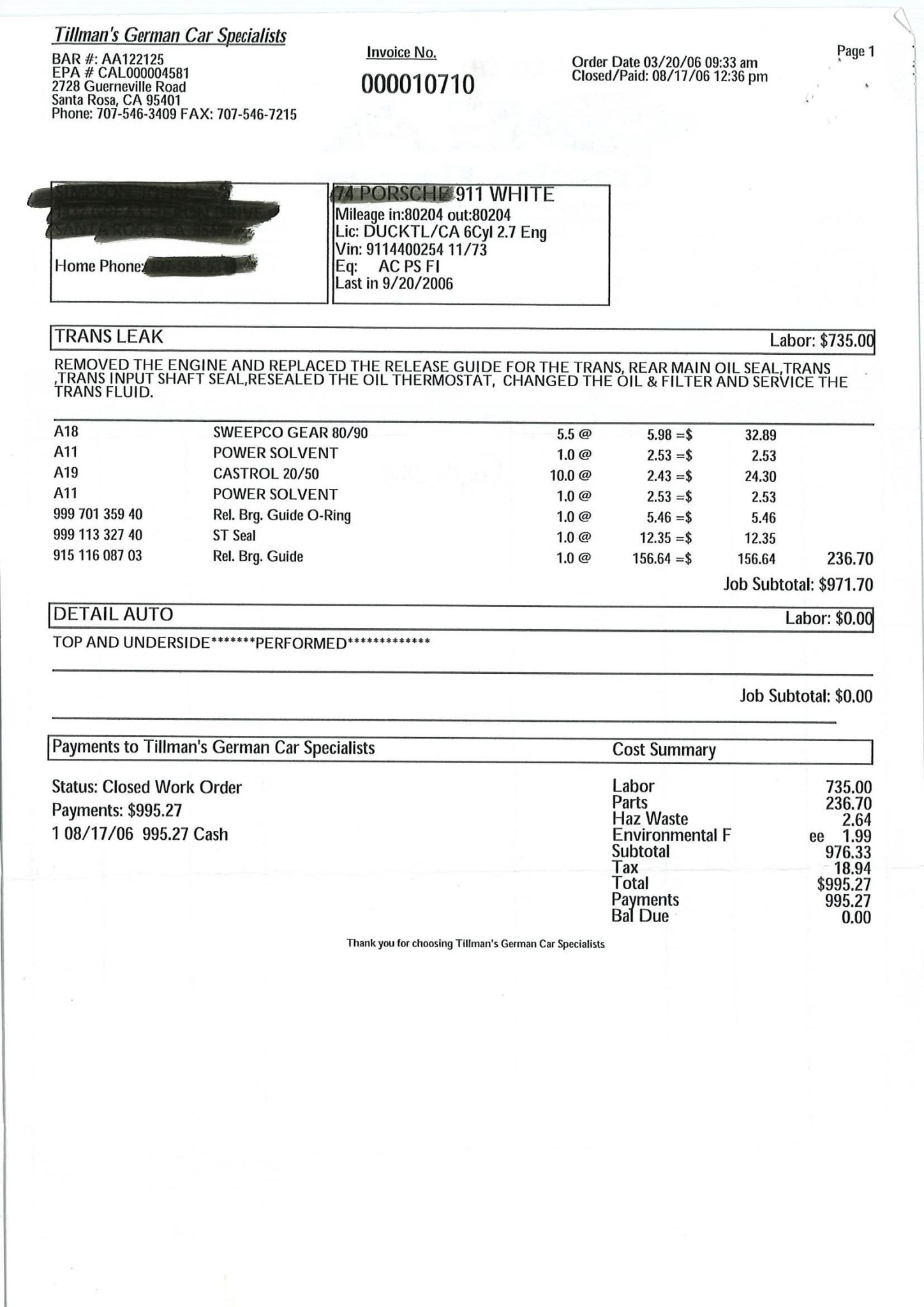Service record