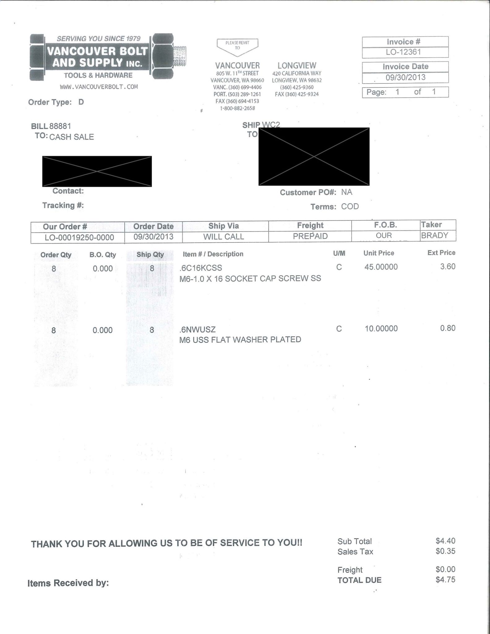 Service record