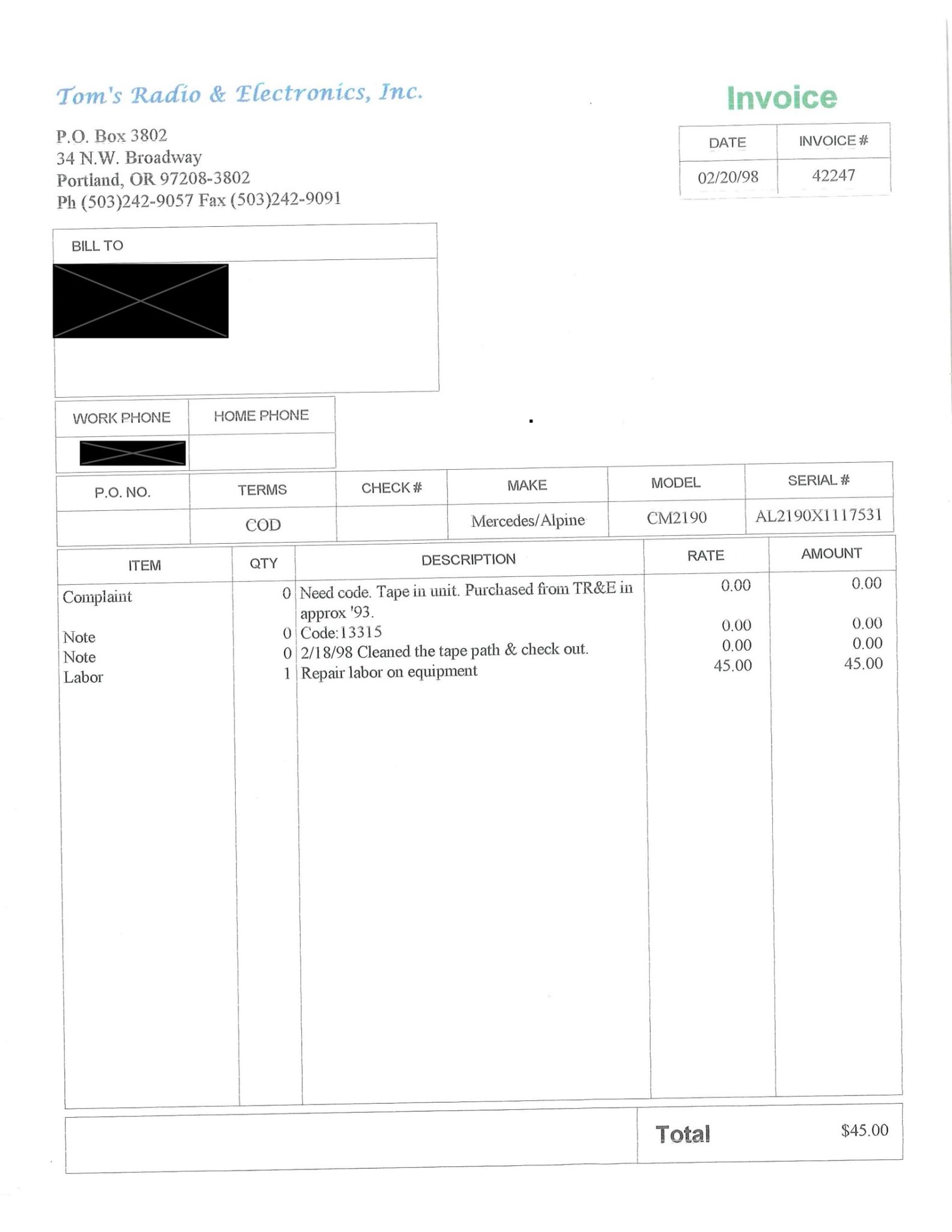 Service record