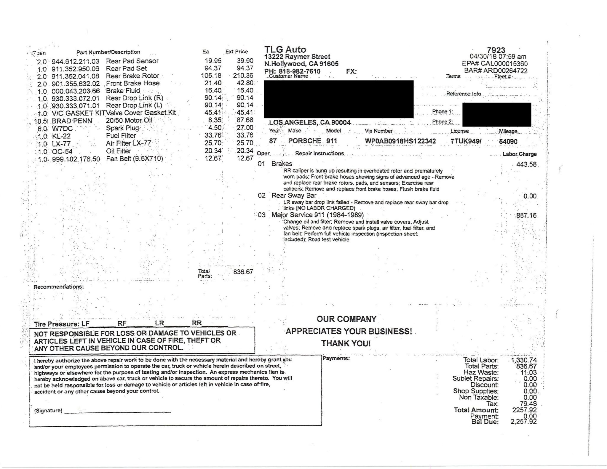 Service record