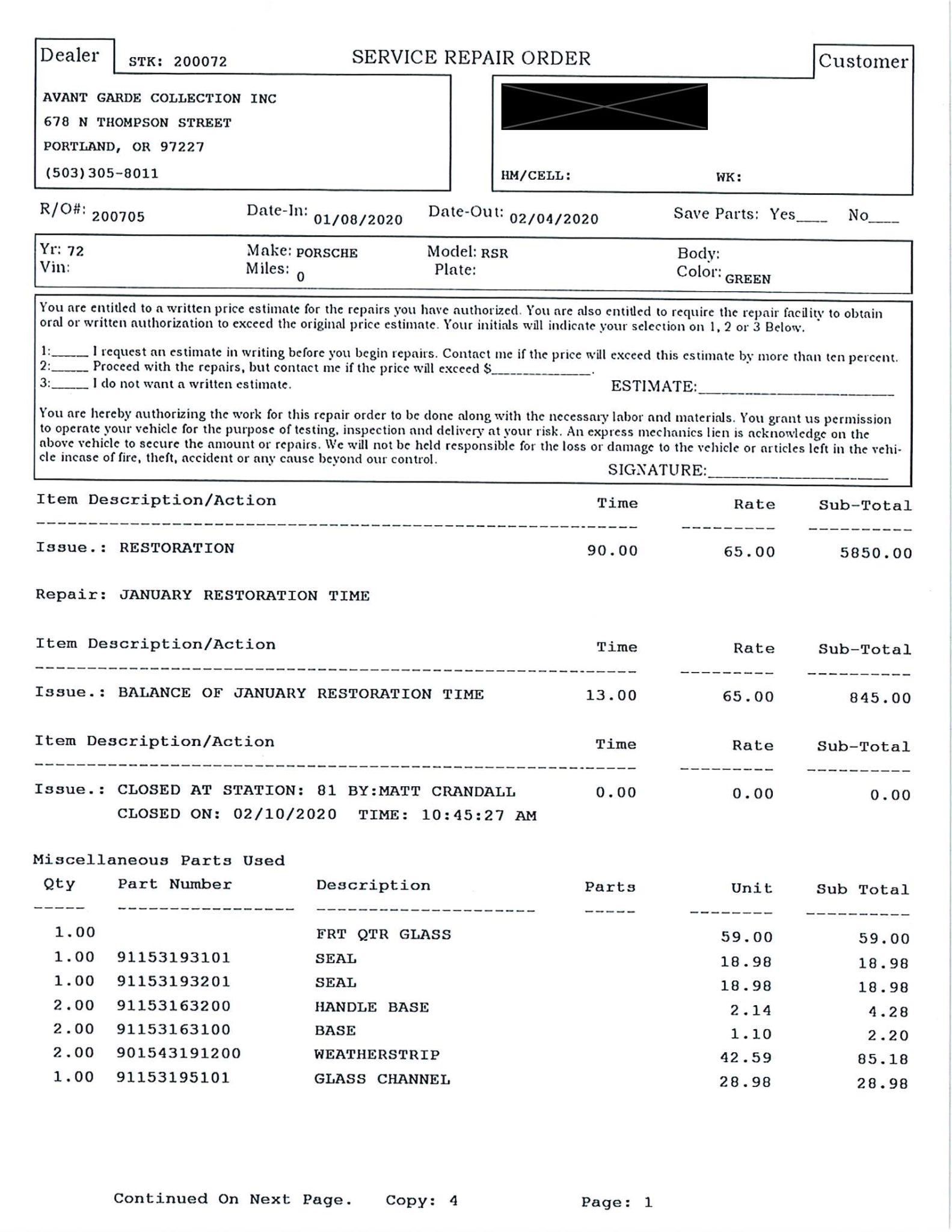 Service record