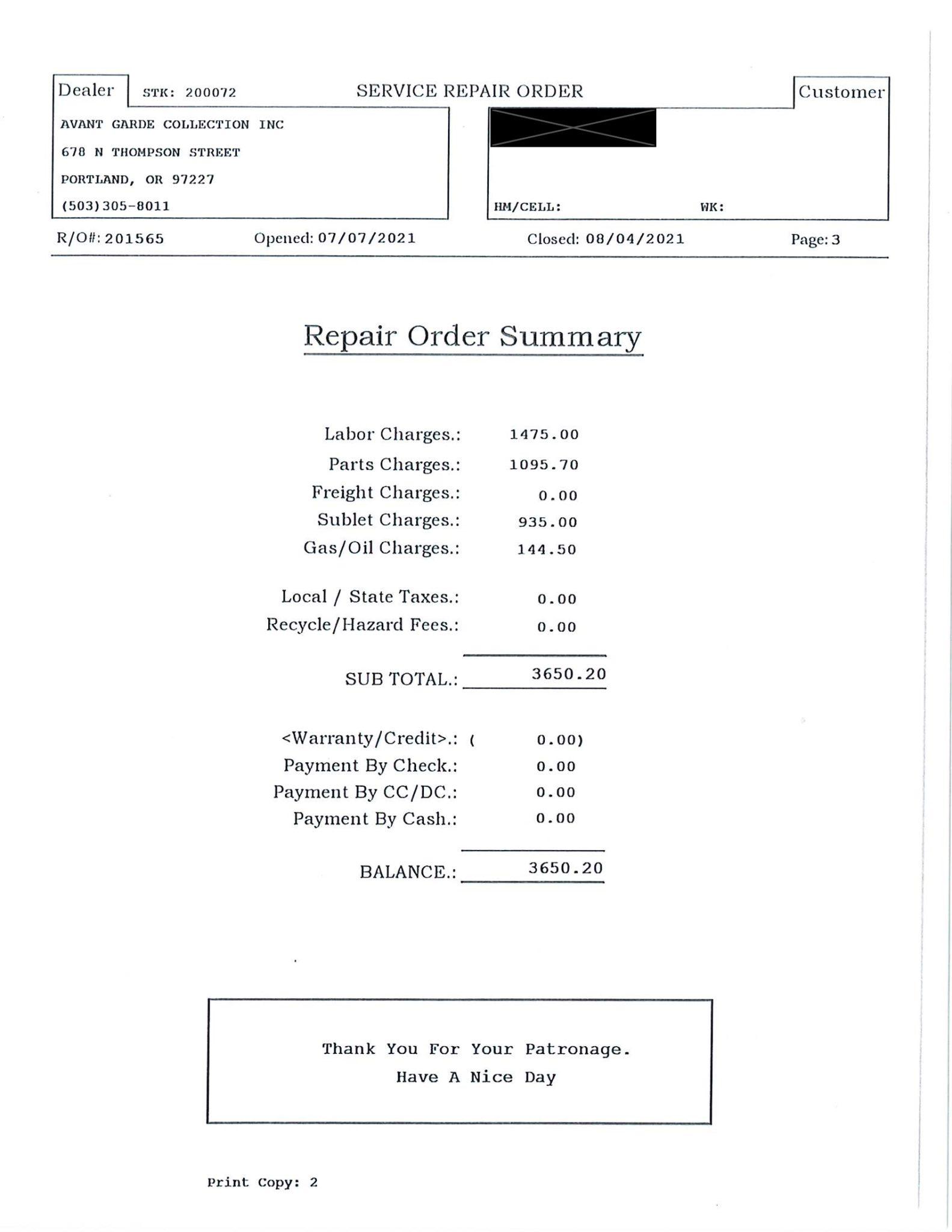Service record