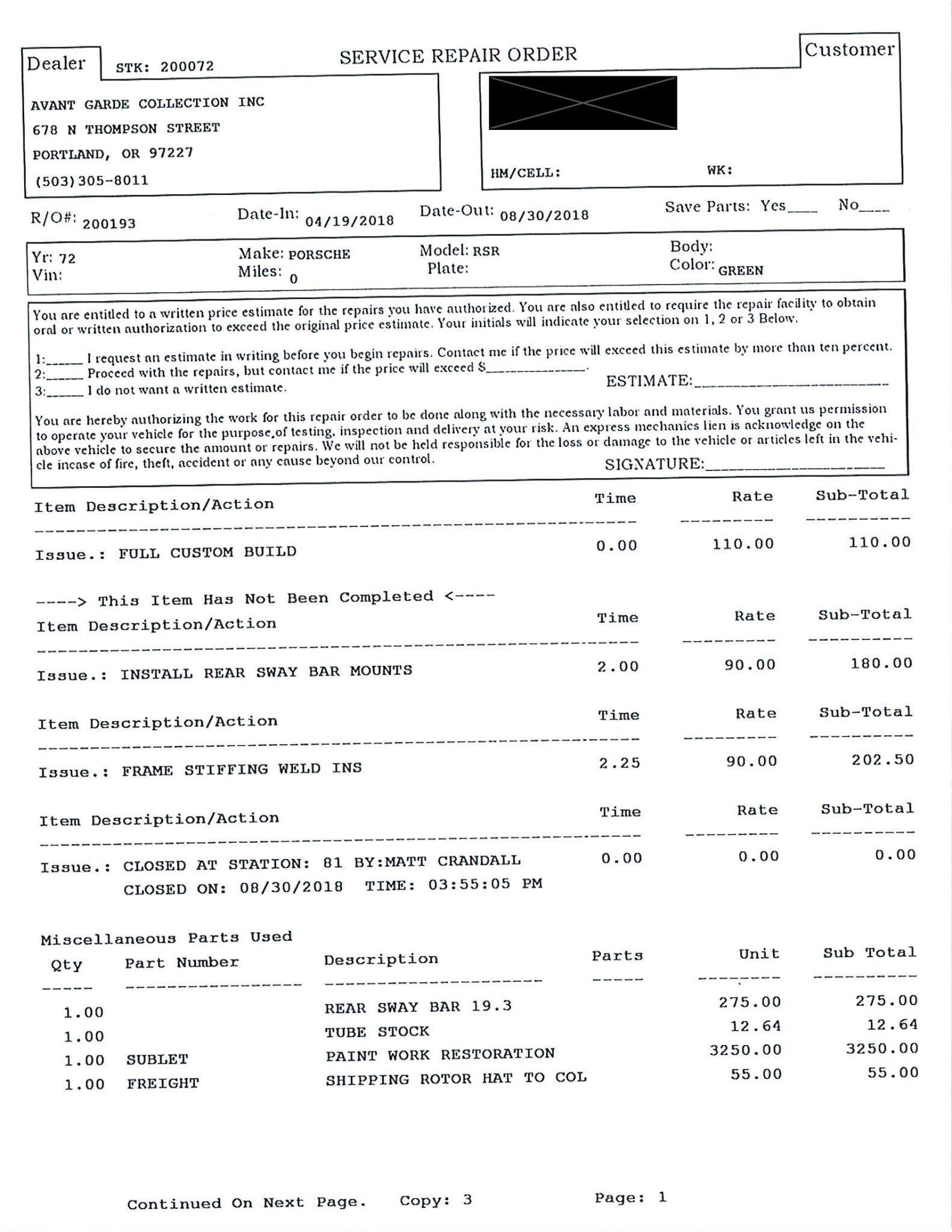 Service record