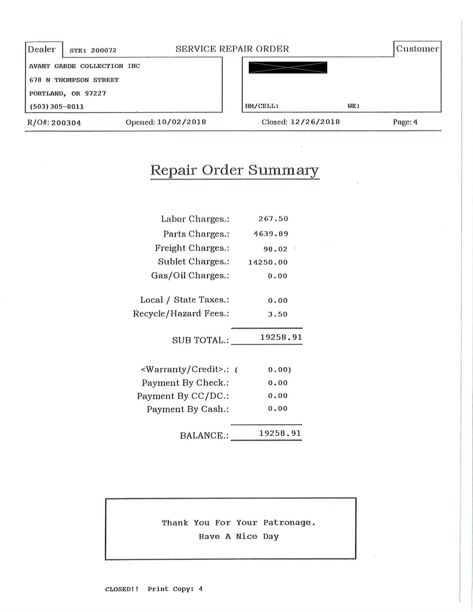 Service record