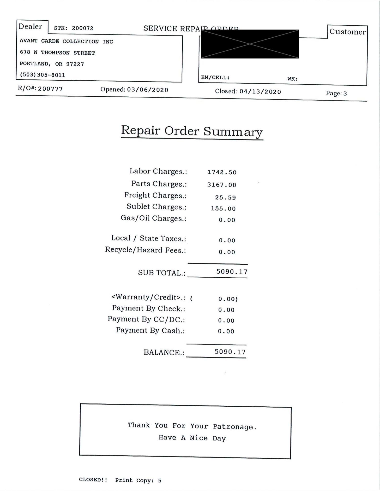 Service record