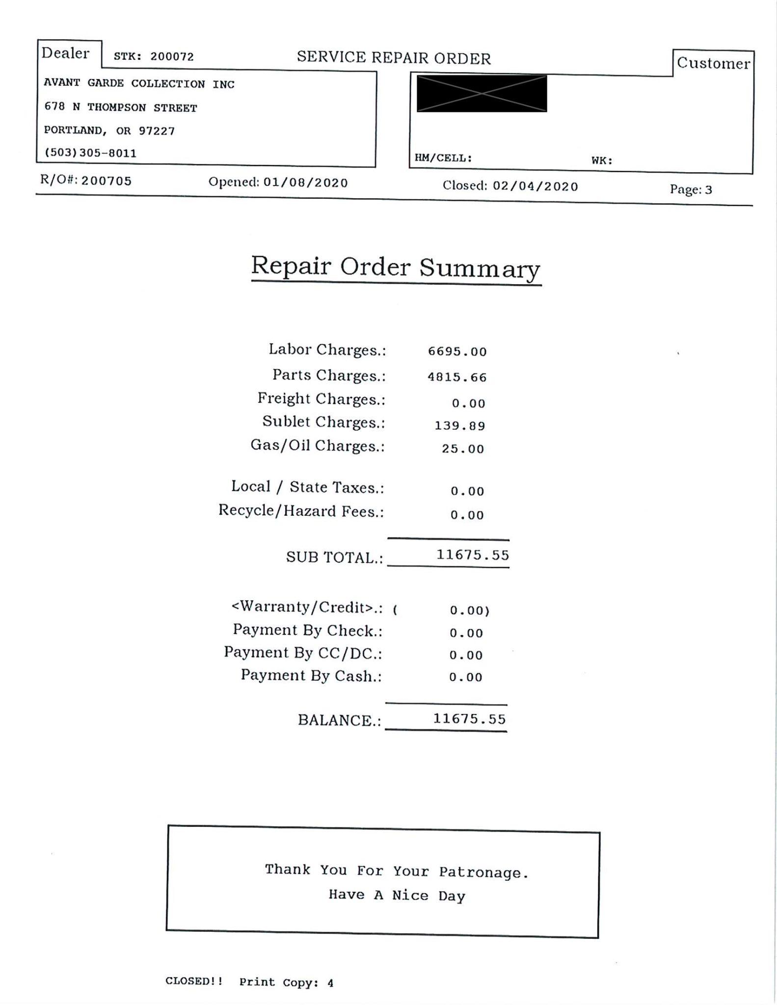 Service record