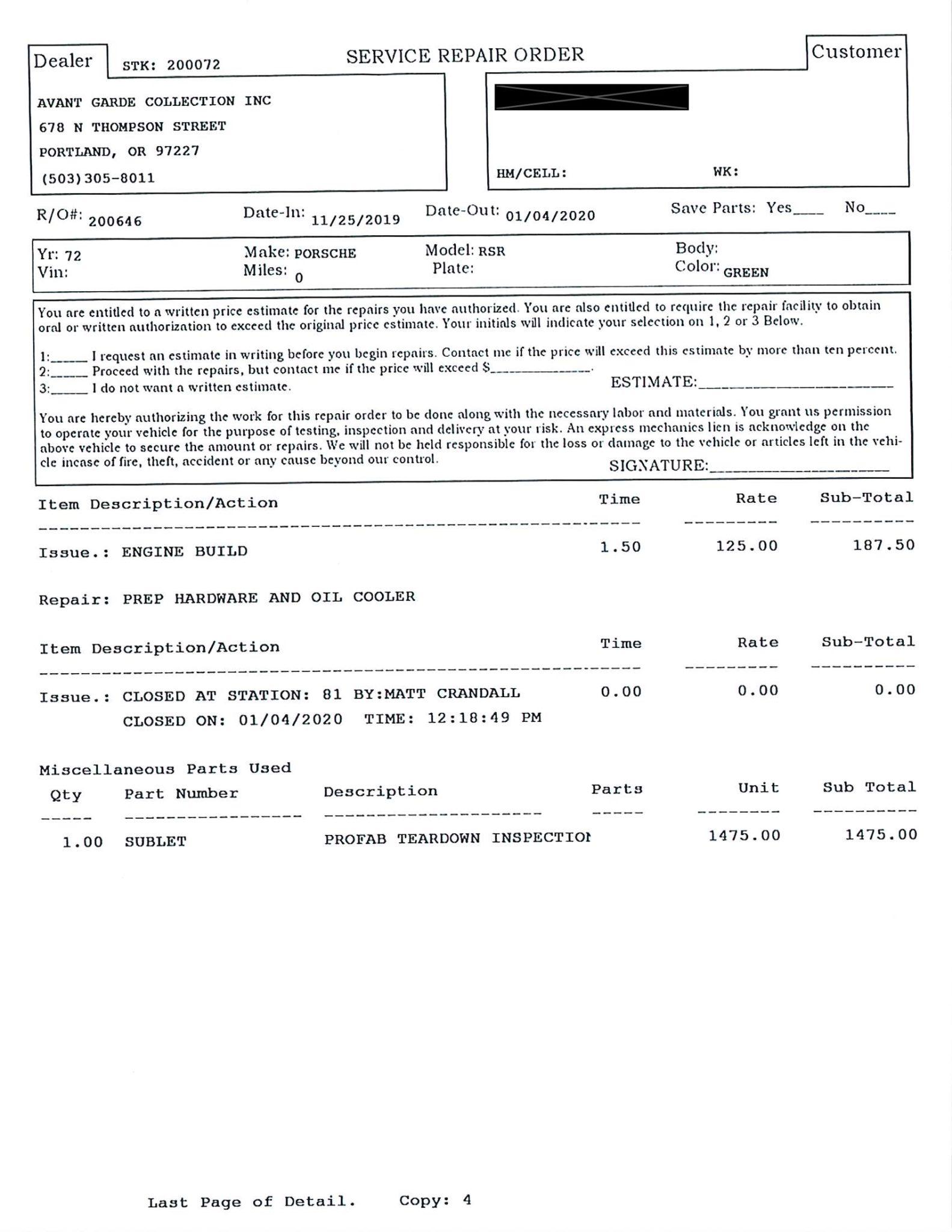 Service record