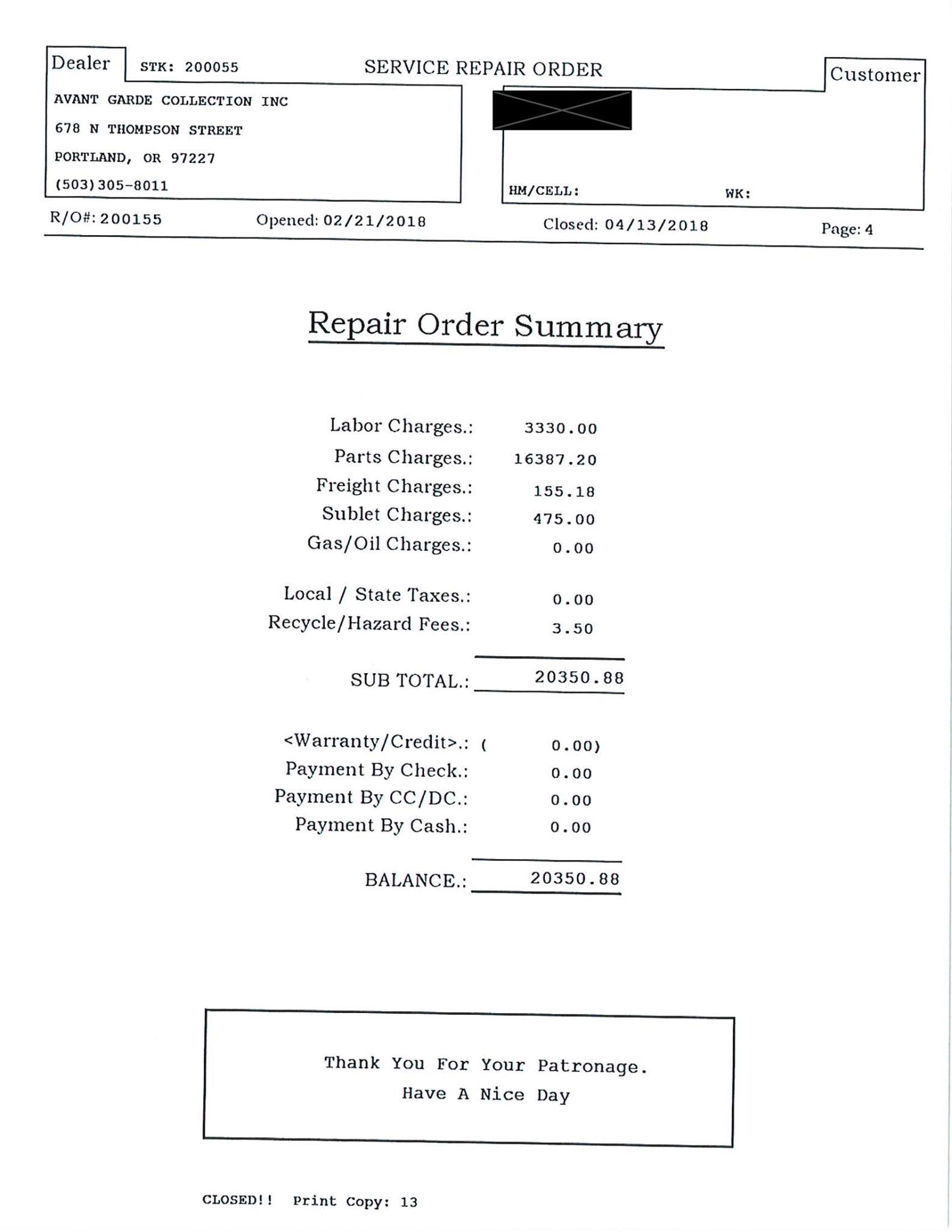 Service record