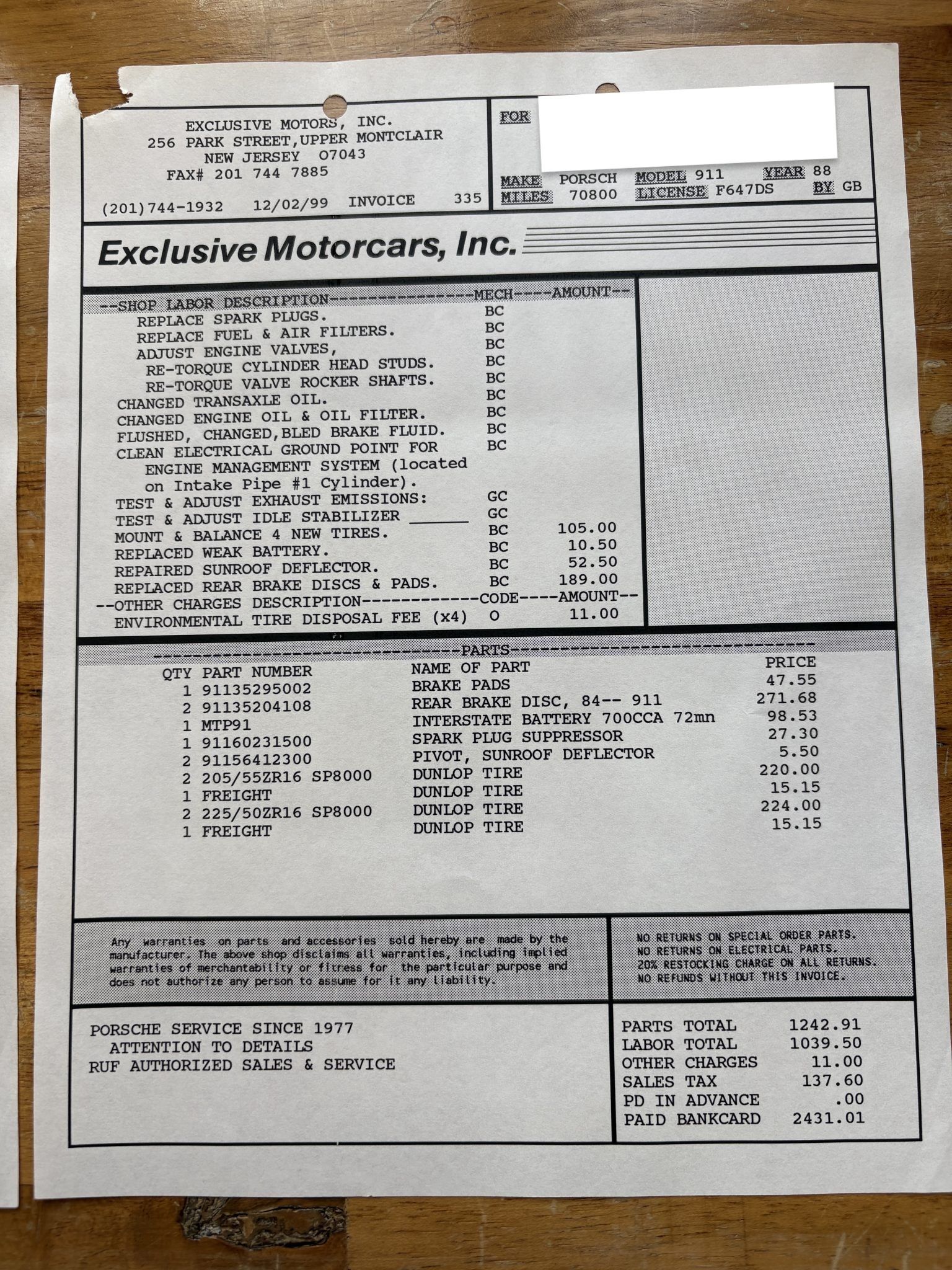 Service record