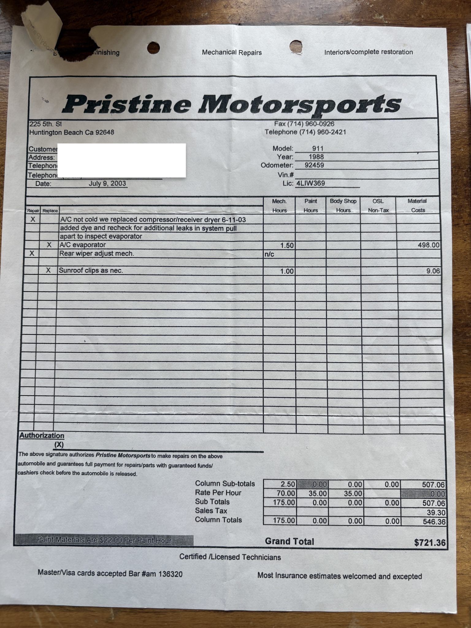 Service record