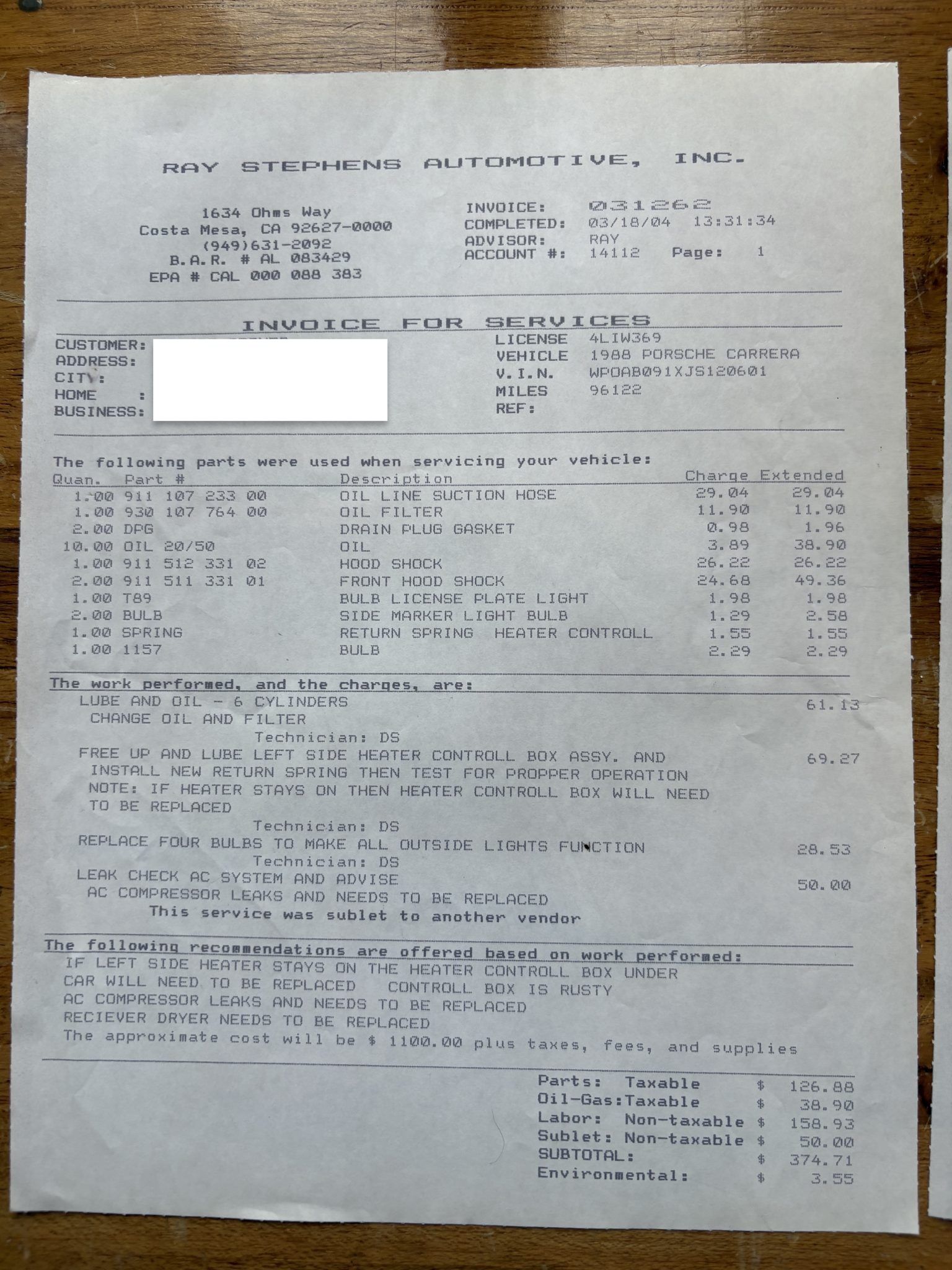 Service record