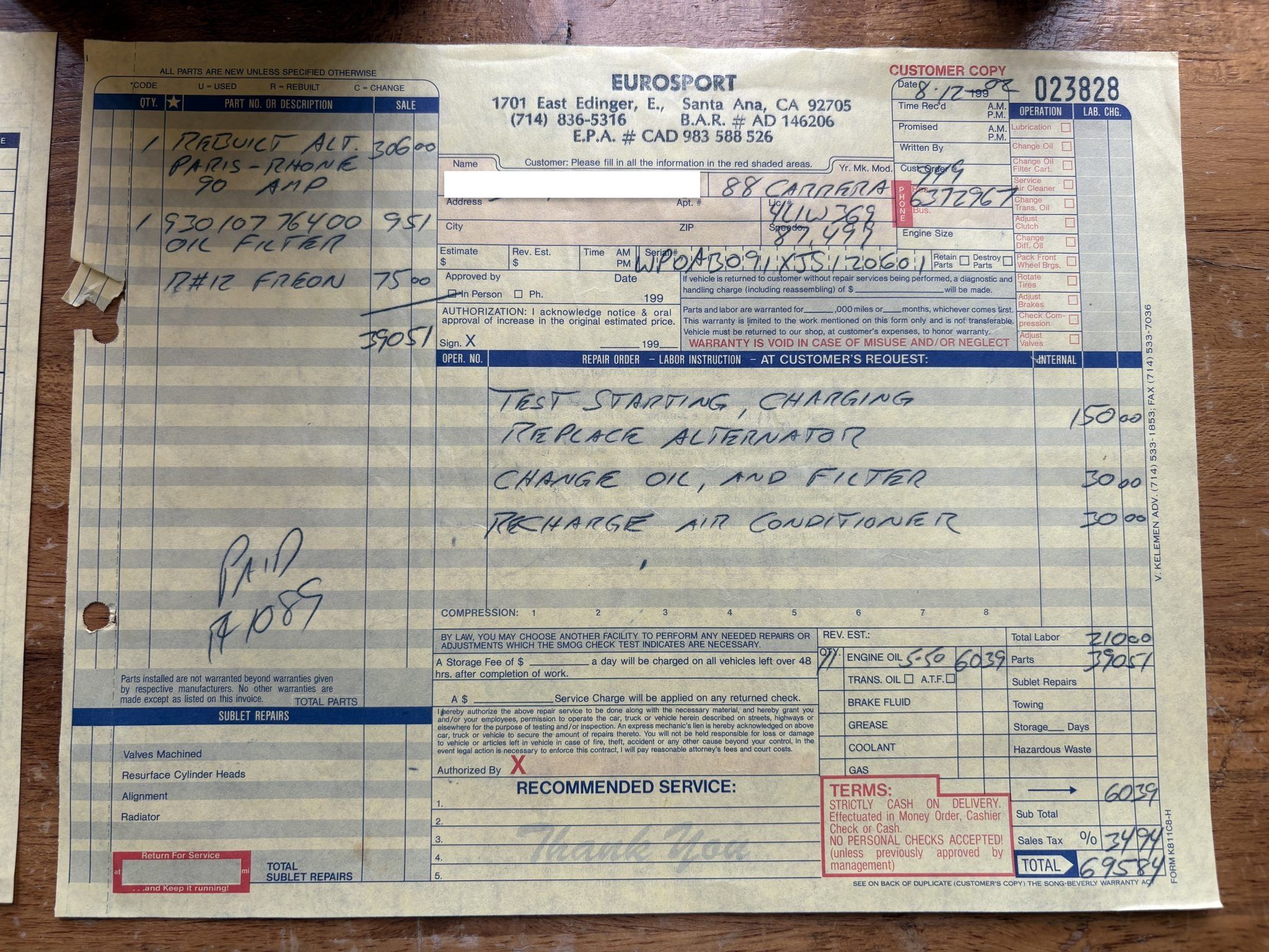 Service record