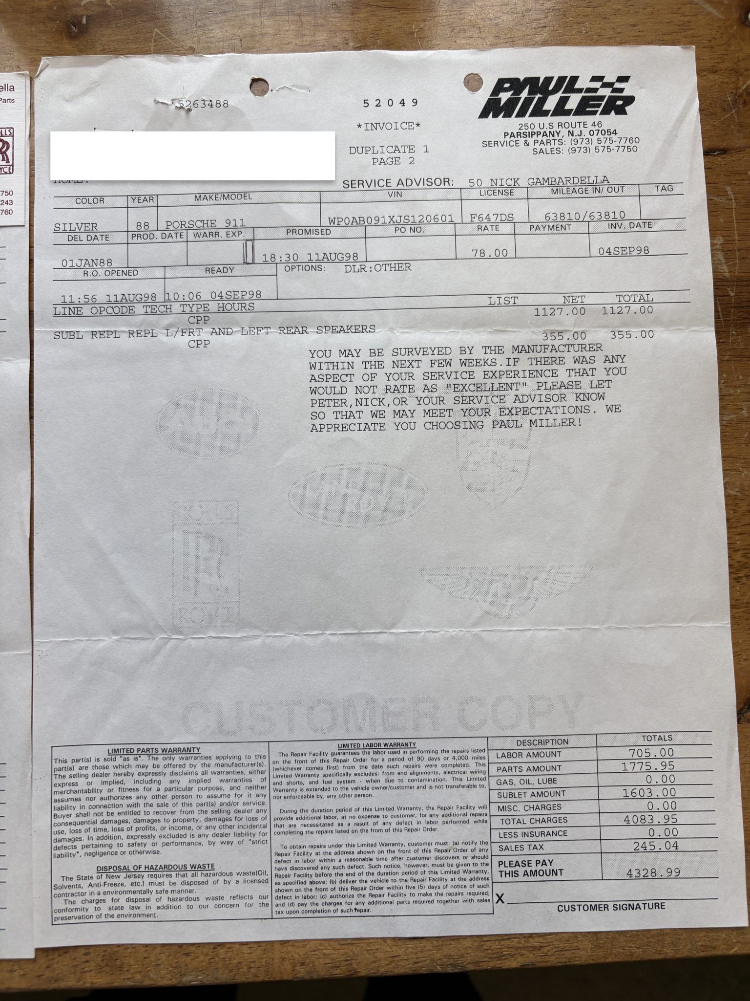 Service record