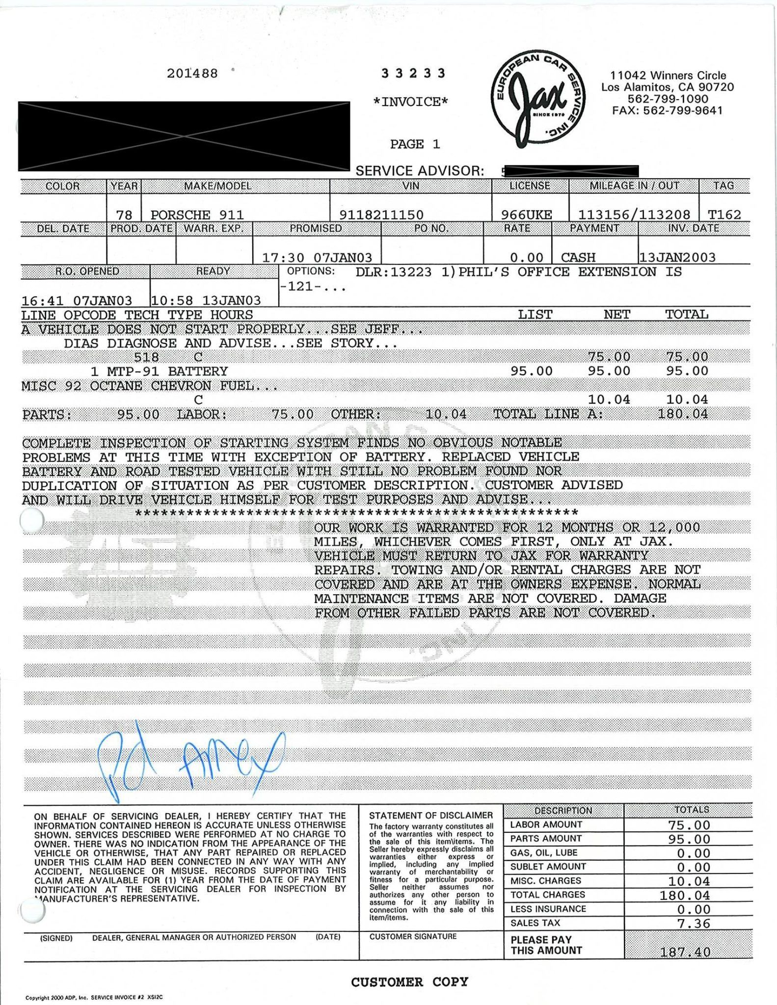 Service record