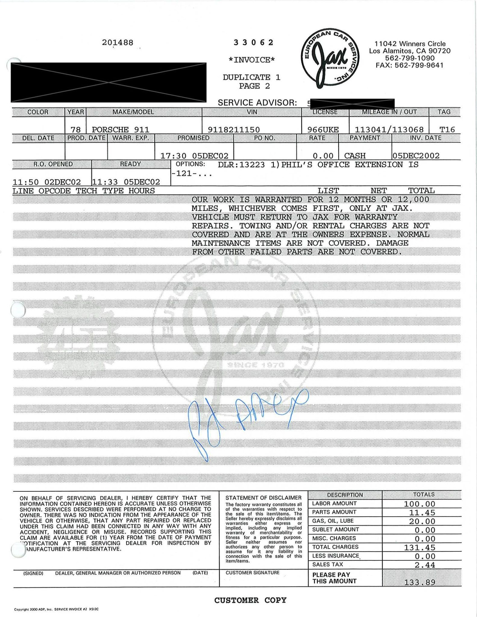 Service record