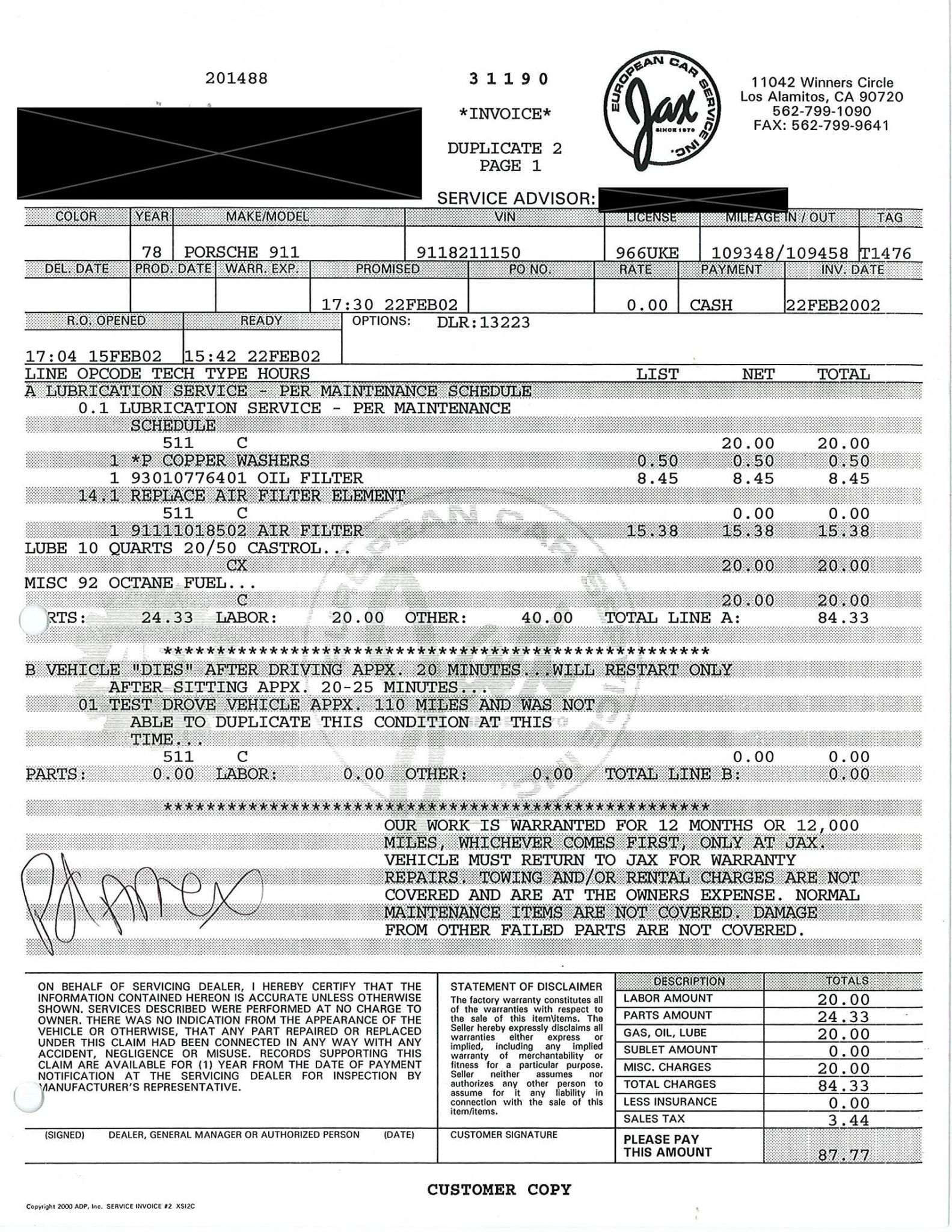 Service record