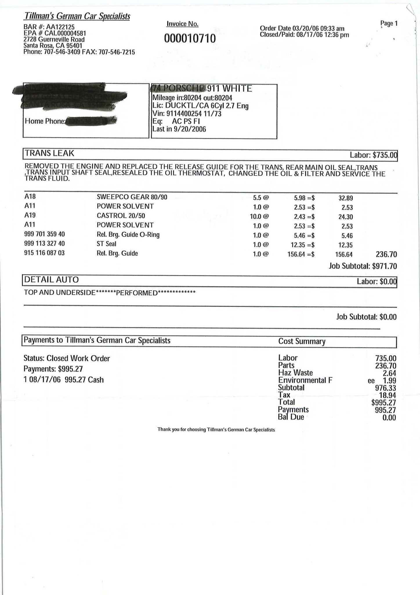 Service record
