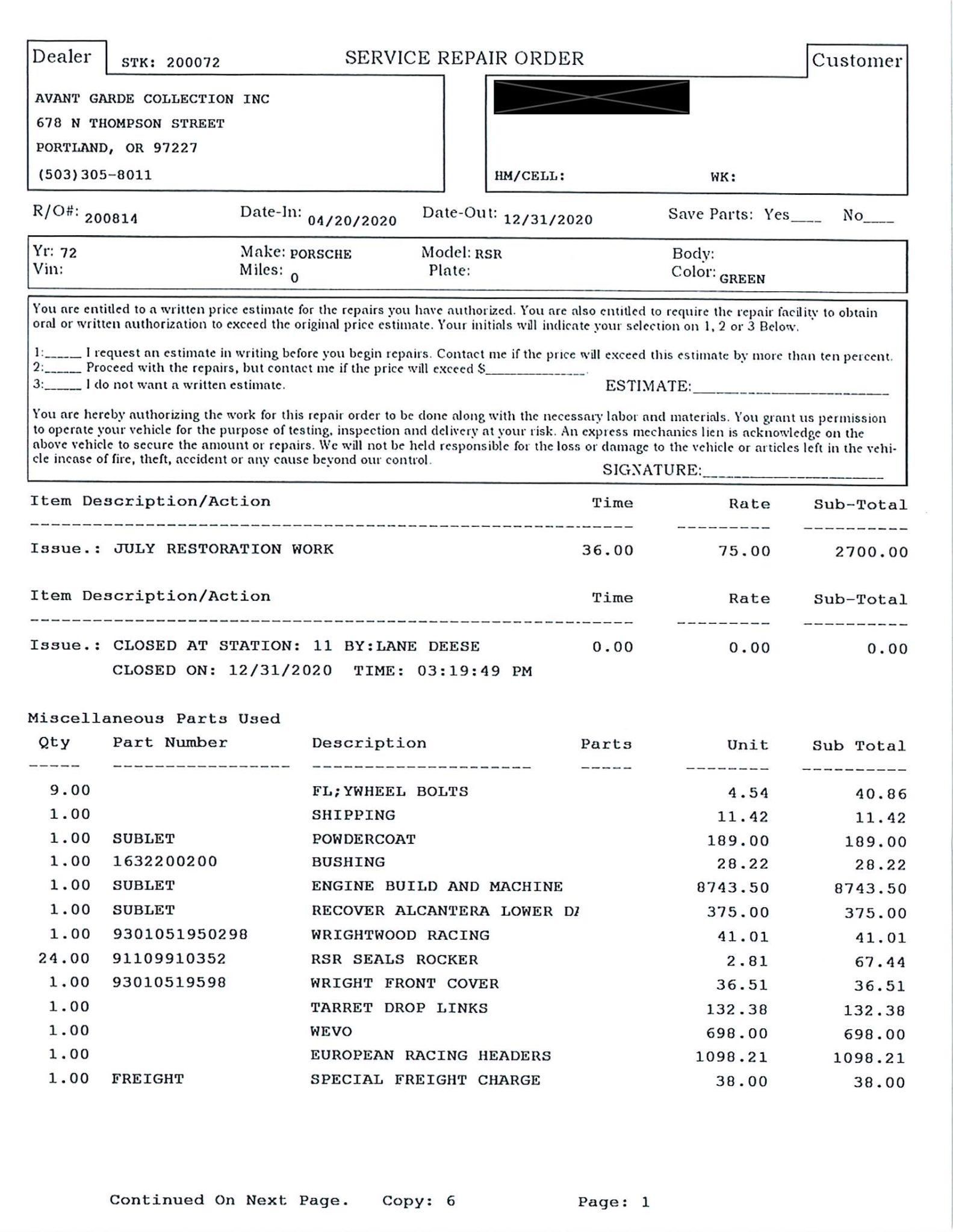 Service record