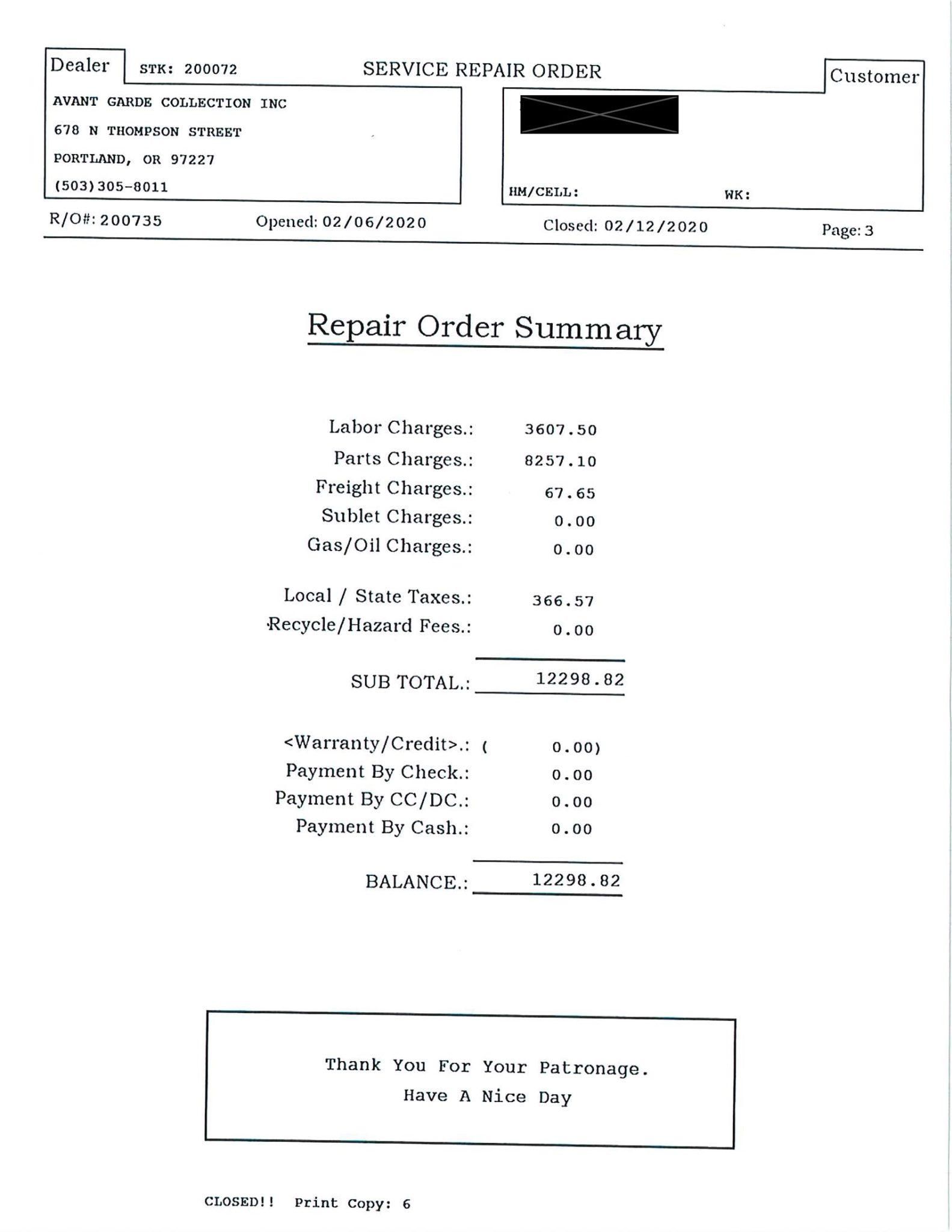 Service record