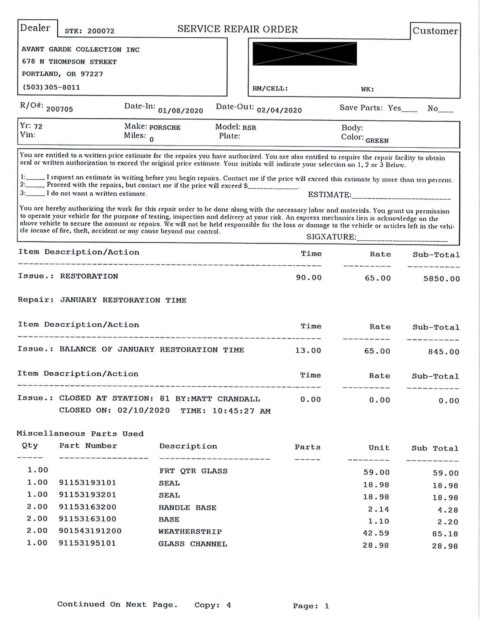 Service record