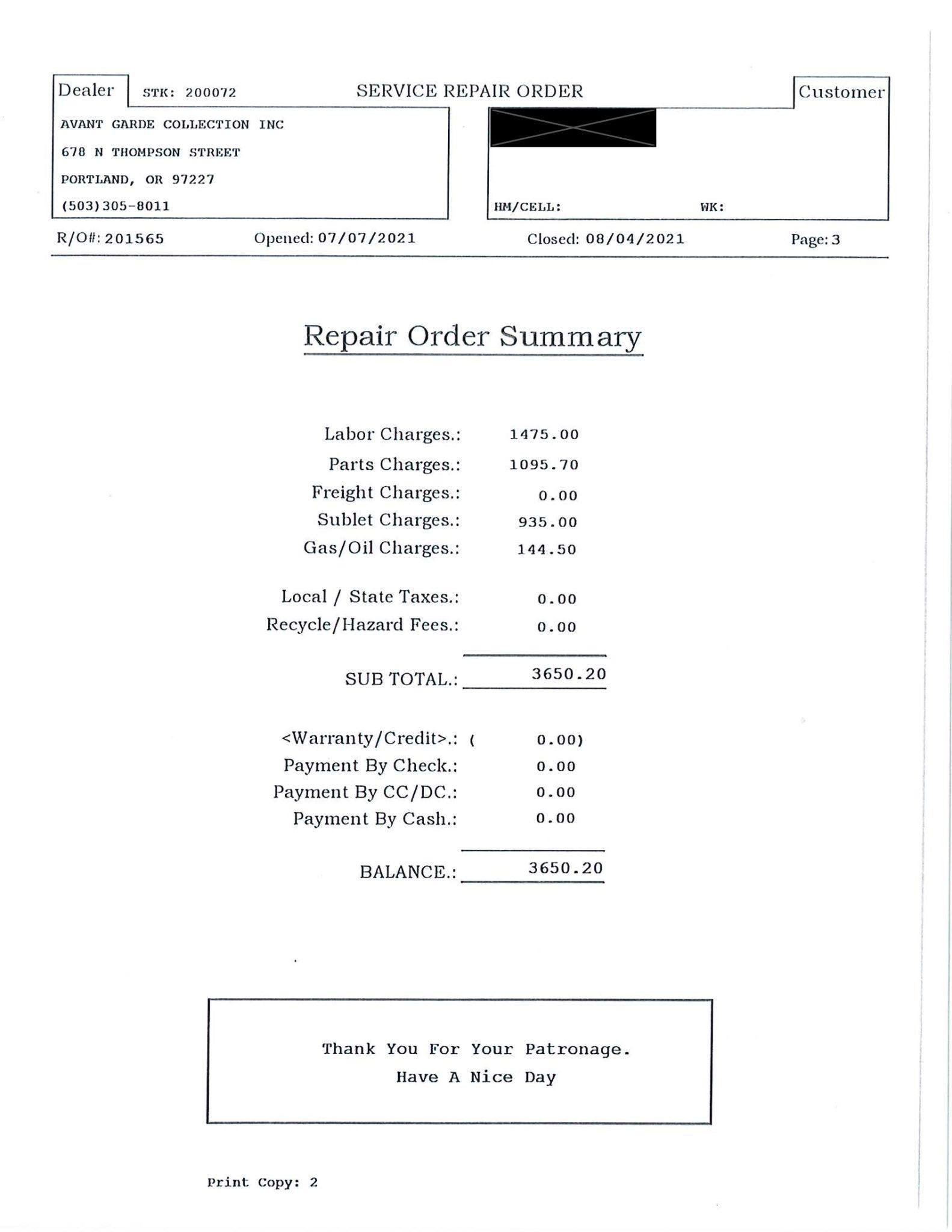 Service record