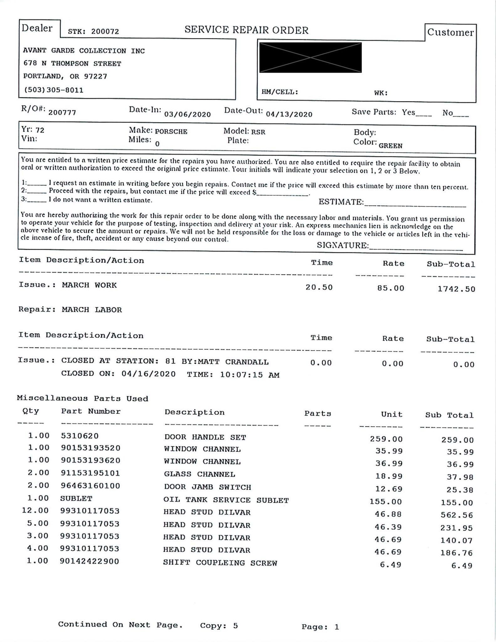 Service record