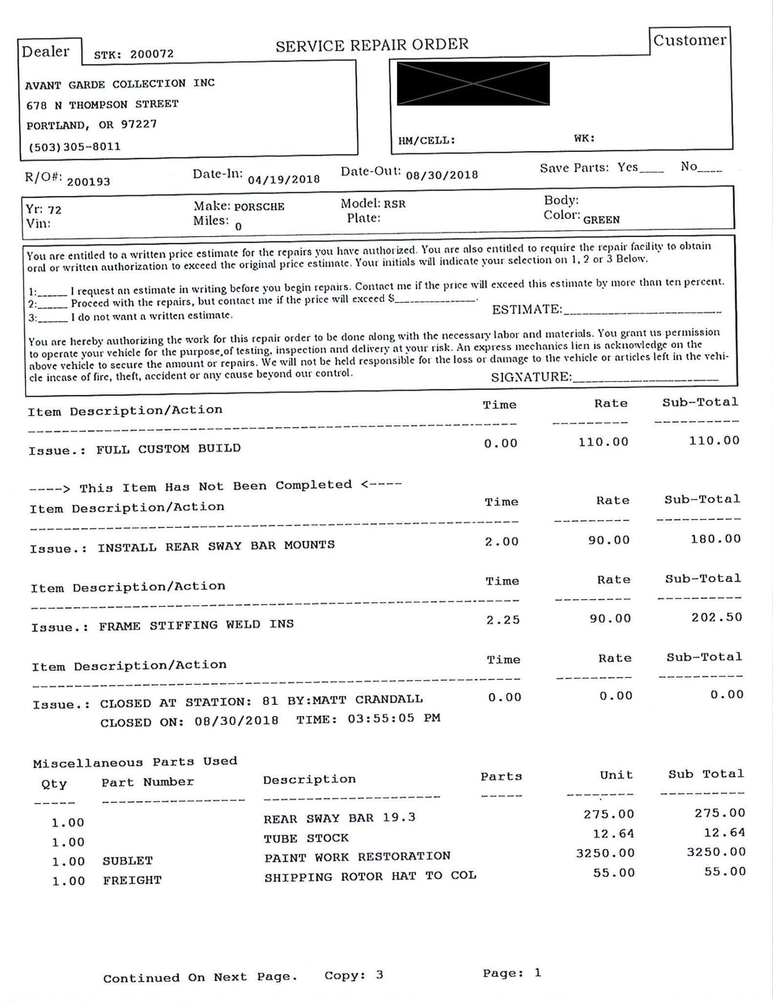 Service record