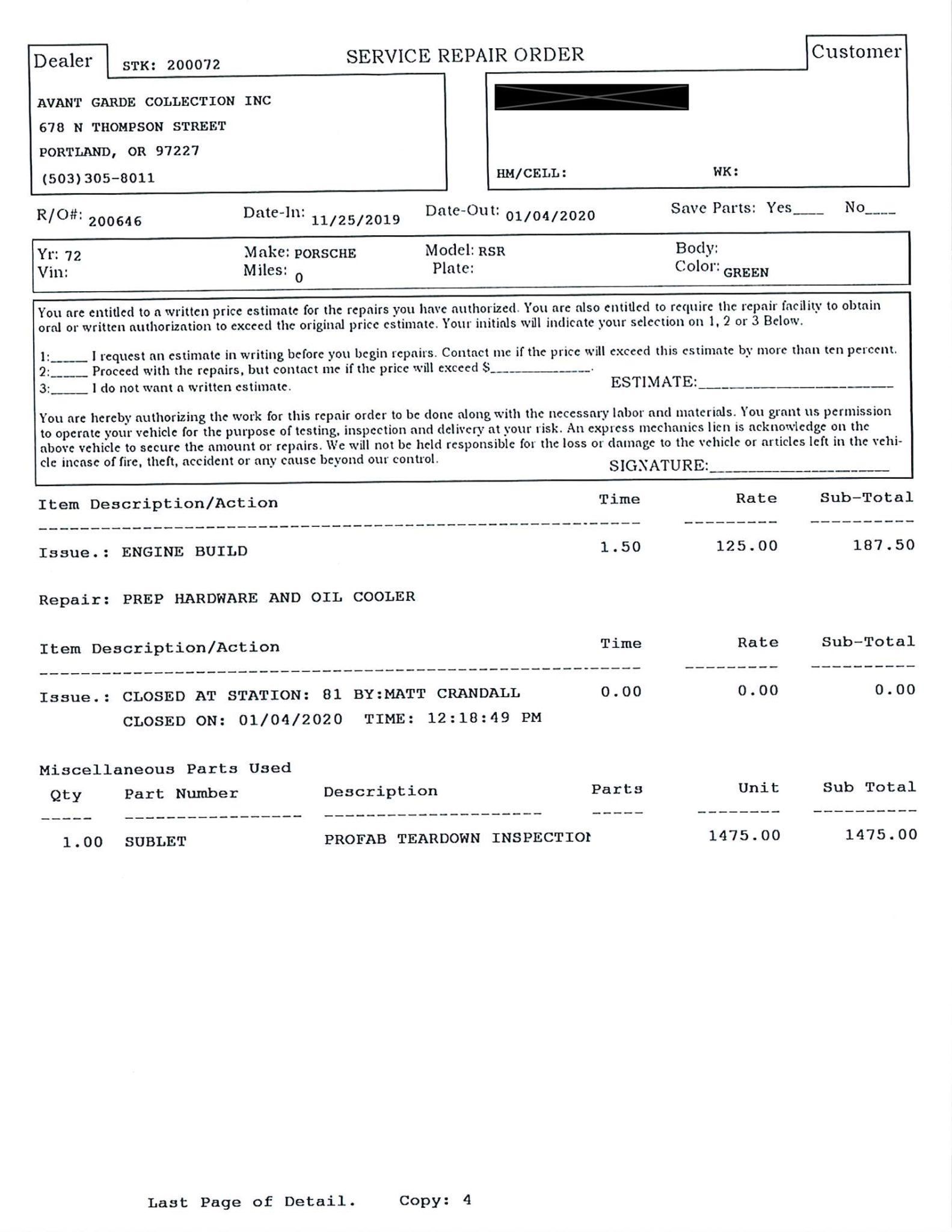 Service record